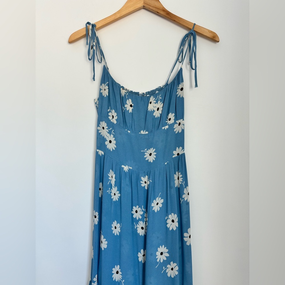 Reformation Kealy Tiered Midi Dress Chelsea Girl Blue Daisy Floral - Picture 6 of 13